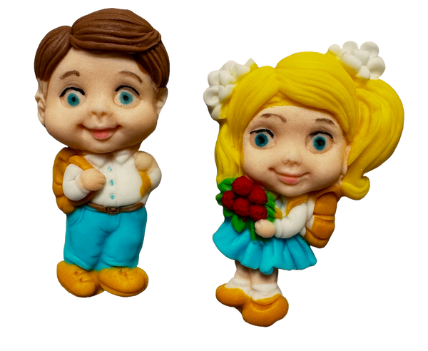 Set 2 decoratiuni comestibile din zahar, "La scoala" Decoratiuni din Pasta de Zahar Naty Shop