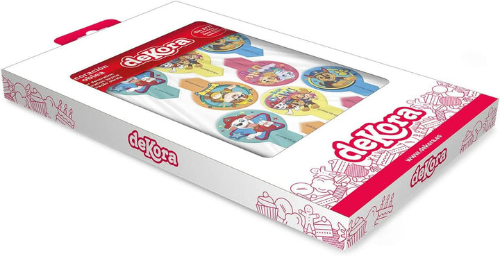 Dekora, Dekorapin Decorațiuni de tort comestibile Paw Patrol, 20 de napolitane din hârtie comestibilă - 6.5 X 4 Cm Naty Shop