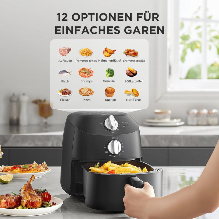Midea Hot Air Fryer 2L, 1150W Airfryer, fără ulei, Hot air fryer, Funcție de oprire automată Electrocasnice Naty Shop