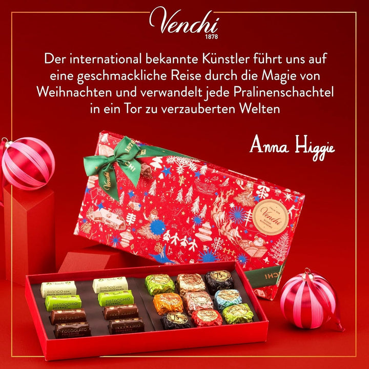Venchi - Christmas Collection - Cutie cadou cu diverse tablete de ciocolată și ciocolată Chocoviar Bomboane de Ciocolata Naty Shop
