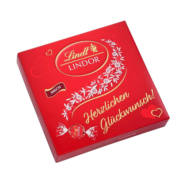Lindt Chocolate LINDOR Mixture Silver, 26 sfere din ciocolata cu umpluturi diverse, 325 grame Bomboane de Ciocolata Naty Shop Ciocolata cu lapte - cutie mesaj (187 grame)