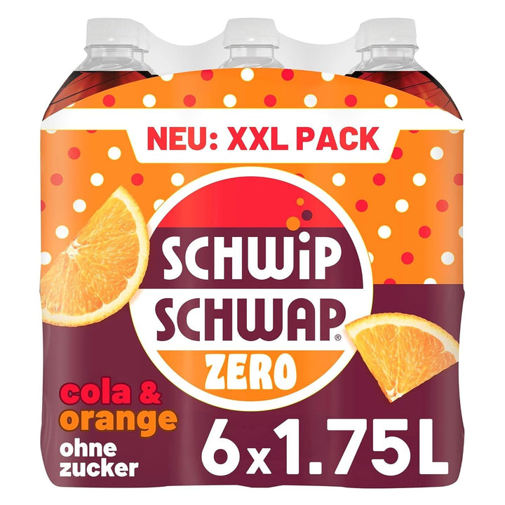 SCHWIPSCHWAP ZERO - XXL PACK - Băutură răcoritoare de cola cofeinizată cu portocale, set 6 x 1,75 litri Naty Shop
