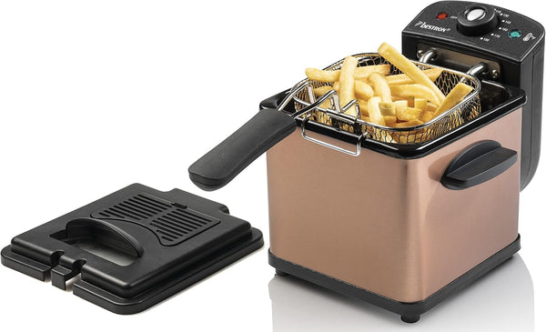 Friteuză cu ulei Bestron, Mini friteuză pentru 1 porție de cartofi prăjiți, pește sau nuggets Electrocasnice Naty Shop Cupru