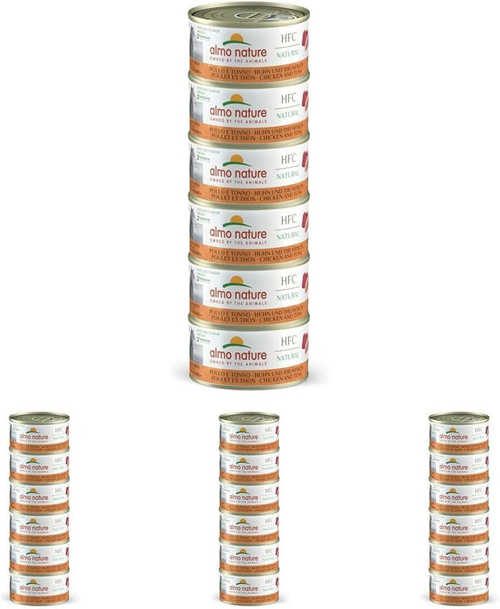 Almo Nature HFC Natural - Hrană umedă pentru pisici adulte - pui și ton - grad uman, fără gluten - 6 X 70G