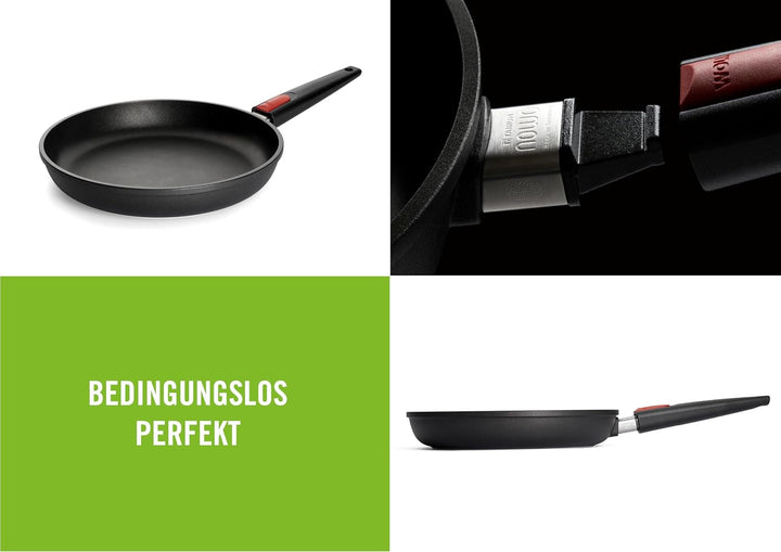 Woll Nowo Titanium tigaie plată - Inducție, 5 Cm înălțime, mâner detașabil - pentru toate tipurile de plită, Aluminiu turnat, acoperire antiaderentă Oale si Tigai Naty Shop