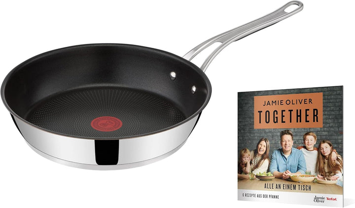 Tefal Jamie Oliver Cook'S Classics, strat antiaderent, potrivită pentru inducție, rezistentă la cuptor, oțel inoxidabil, mâner nituit Oale si Tigai Naty Shop Cu broșura de rețete „Împreună” 28 Cm Jo Cooks Classic