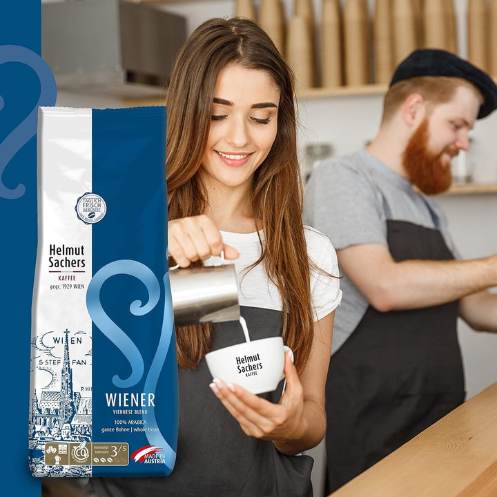 Helmut Sachers Kaffee - amestec vienez, cafea Viennese Melange din boabe Arabica de primă clasă, prăjite în Austria Cafea Naty Shop