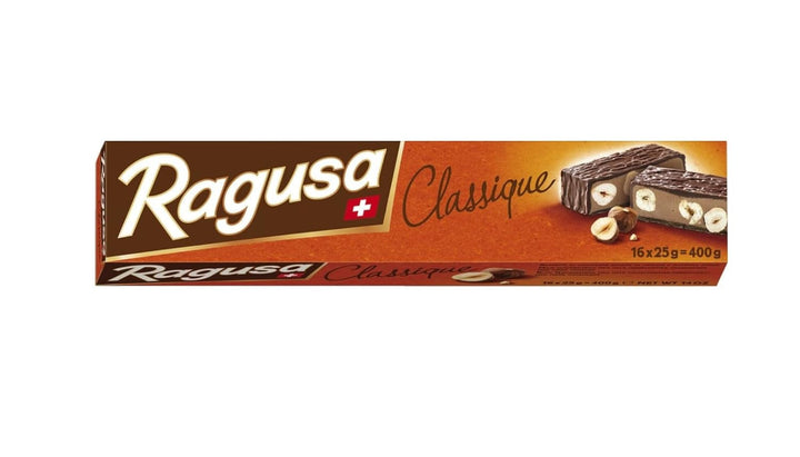Ragusa Blond Gift Box 400 grame, Ciocolată albă cu aromă caracteristică de caramel și alune întregi Bomboane de Ciocolata Naty Shop Classique Set 6 cutii