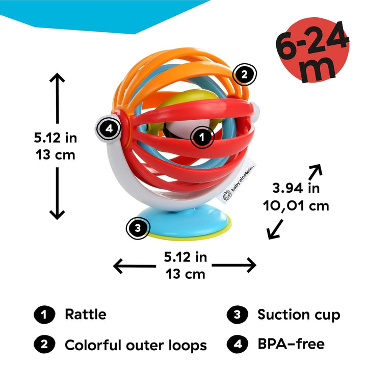 Baby Einstein, jucărie cu rotiță lipicioasă, perfectă pentru călătorii sau deplasări, bază absorbantă pentru fixarea pe suprafețe netede ,1 bucată (pachet de 1) Jucarii Bebe Naty Shop