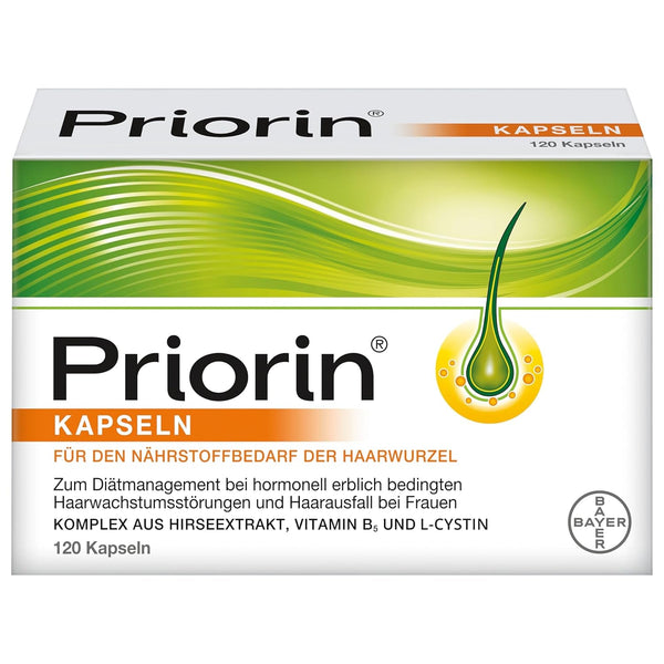 Priorin capsule - capsule de păr cu nutrienți pentru rădăcinile părului - pentru tulburări hormonale ereditare de cădere și creștere a părului - 1 x 120 capsule Ingrijirea parului Naty Shop 94 G (1 pachet)