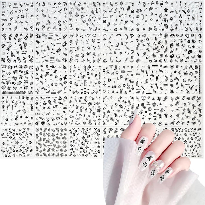 3D Nagelsticker Aurora 30 Blatt Gold Nail Art Sticker Selbstklebend Nagelaufkleber Holografisches Stern Herz Dekoration Nageldesign Zubehör