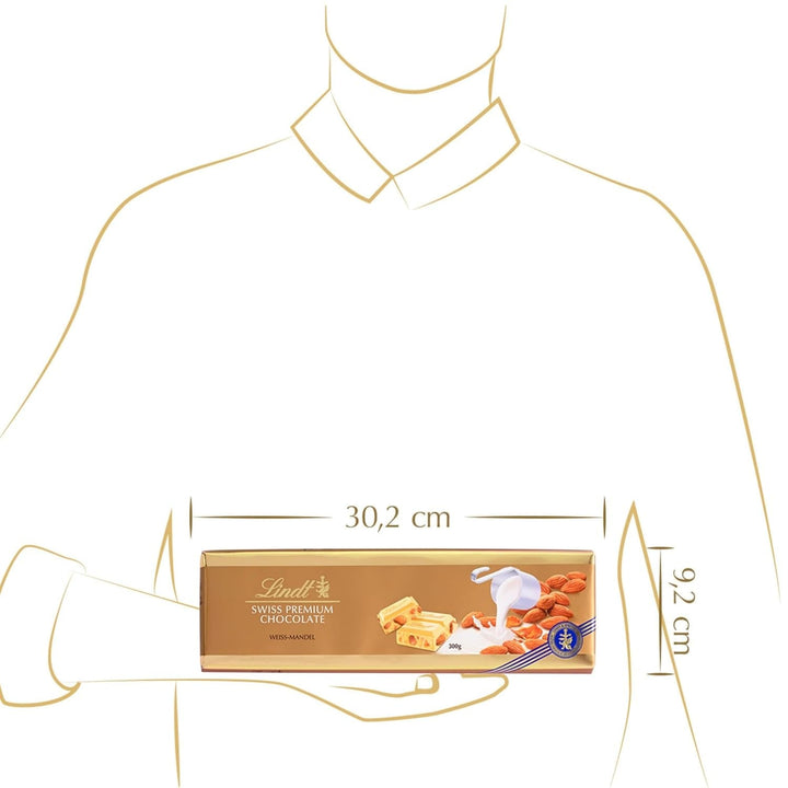 Lindt Ciocolată albă cu migdale, baton de 300 grame Bomboane de Ciocolata Naty Shop