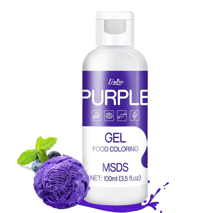 Lebensmittelfarbe Gel - 100Ml Gel Lebensmittel Farben Für Kuchen, Backen, Kekse, Macaron - Zuckerfrei Konzentrierte Farbe Food Coloring Für Tortendeko, Getränken, Osterei, DIY Slime (Weiß) Naty Shop Lila