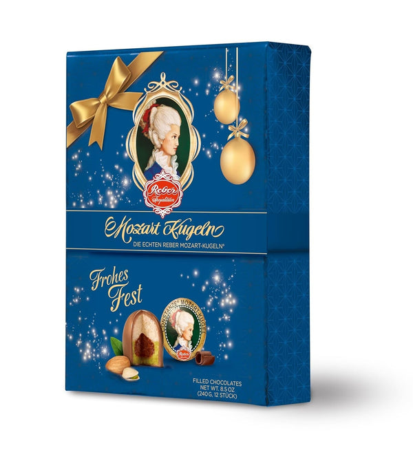 Reber, Constanze Mozart - Bile Baroque în ambalaj de Crăciun, sfere din ciocolata cu lapte si martipan, 240 grame Bomboane de Ciocolata Naty Shop Default Title