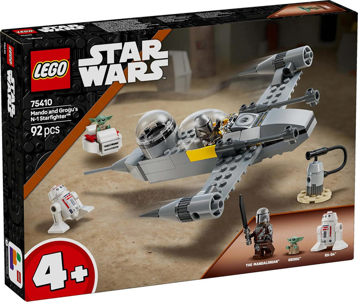 Jucărie LEGO Star Wars 75410 Mandos și Grogus N-1 Starfighter cu minifigurinele Mandalorian, Grogu și R5-D4, inclusiv coloană construibilă, set de pornire pentru nave stelare pentru băieți și fete de la 4 ani Seturi de constructie Besuche den LEGO-Store