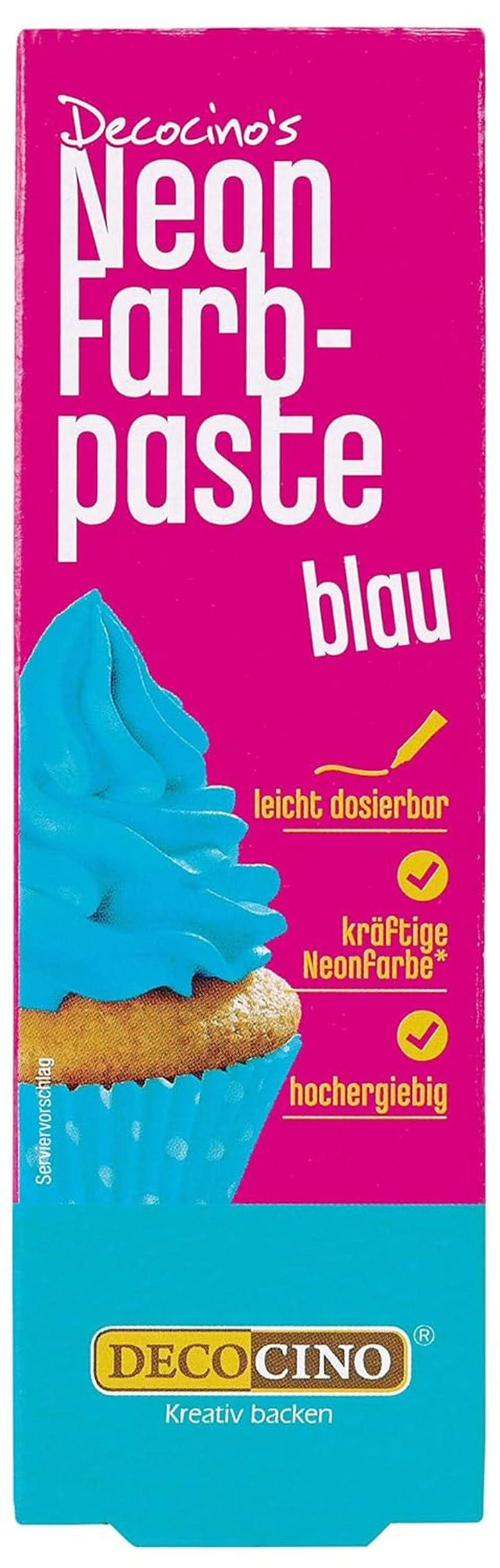 Decocino Neon Food, Colorant alimentar pasta, gust neutru Coloranti Alimentari Naty Shop Albastru 25 grame