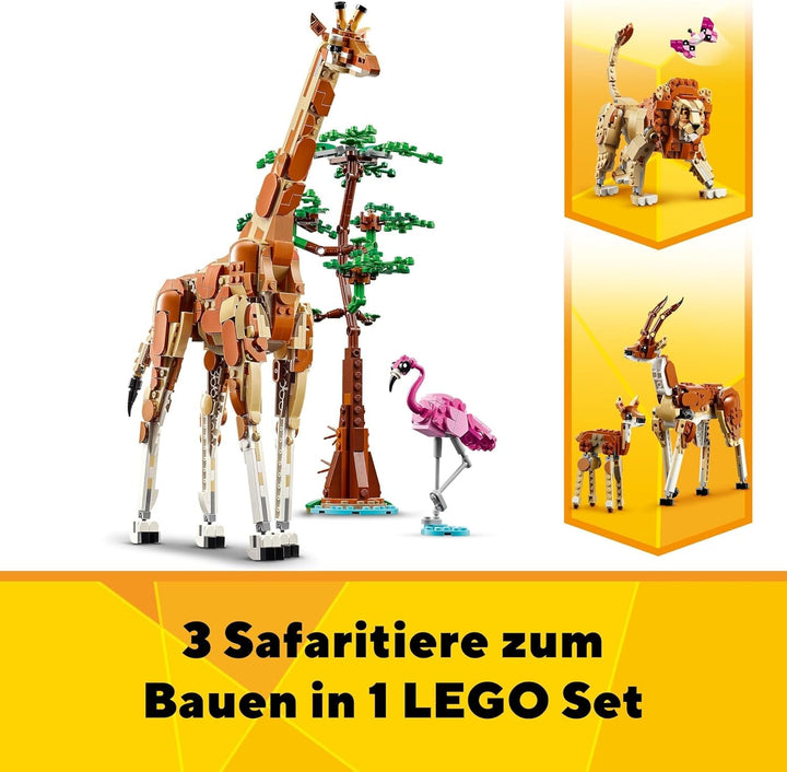 LEGO Creator 3In1 Animal Safari, set creativ cu figurine de animale, 3 opțiuni de construcție: Girafă de jucărie, gazelă și leu, animale de jucărie pentru fete și băieți, cadou natural pentru copii cu vârsta de 9+ 31150 Seturi de constructie Besuche den LEGO-Store