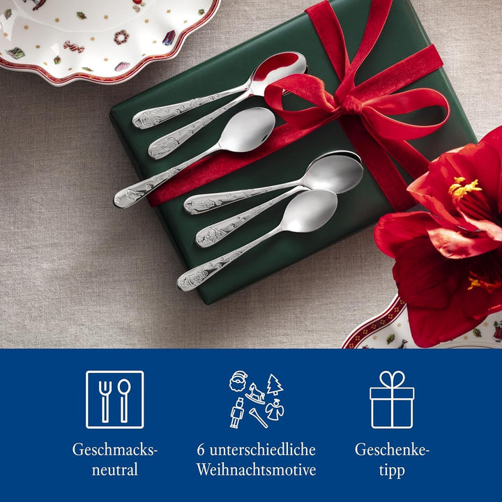 Villeroy & Boch - Set de linguri de cafea Toy'S Delight 6 piese Silver Platinum, rezistent la mașina de spălat vase Bucatarie Naty Shop
