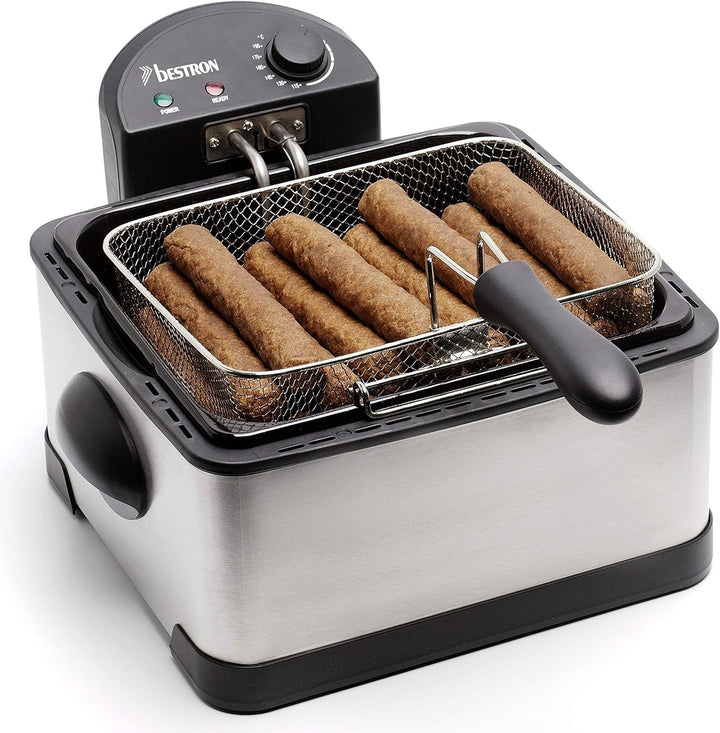 Friteuză cu ulei Bestron XL Cu 3 coșuri de prăjire, Inclusiv tehnologie cu zonă rece și recipient de ulei detașabil, 4 litri, 2000 W Electrocasnice Naty Shop