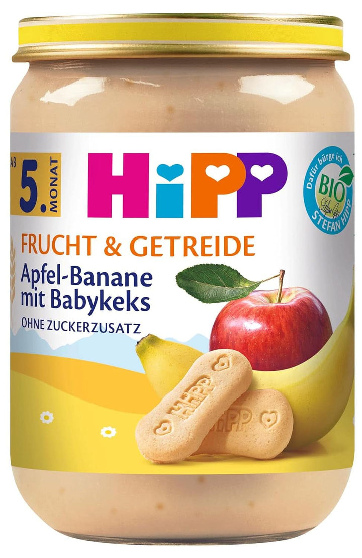Hipp Pere-Banane cu biscuiți, pachet de 6 (6 X 190 grame) Mama si Copilul Naty Shop 6 x 190 grame Mere si Banane