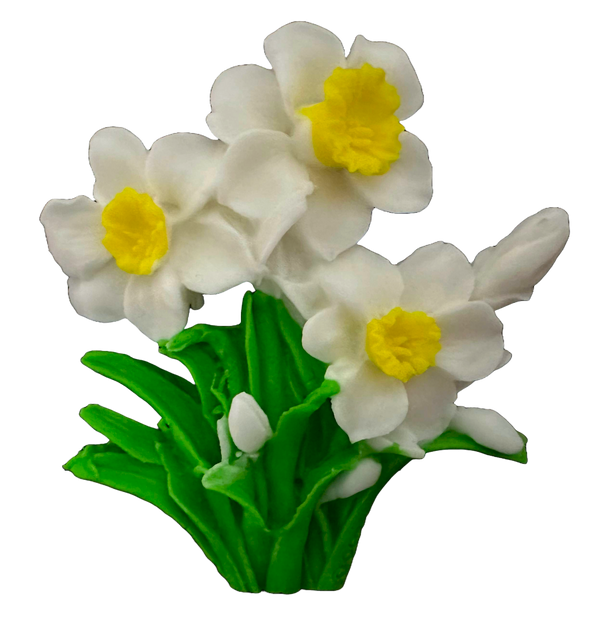 Decoratiune comestibila din zahar, Narcise albe Decoratiuni din Pasta de Zahar Nati Shop