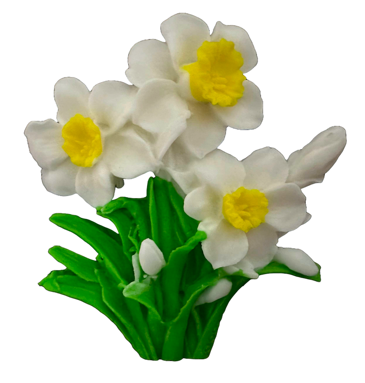 Decoratiune comestibila din zahar, Narcise albe Decoratiuni din Pasta de Zahar Nati Shop