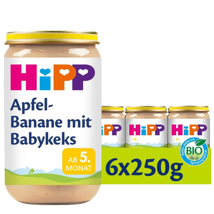 Hipp Pere-Banane cu biscuiți, pachet de 6 (6 X 190 grame) Mama si Copilul Naty Shop 6 x 250 grame Mere si Banane