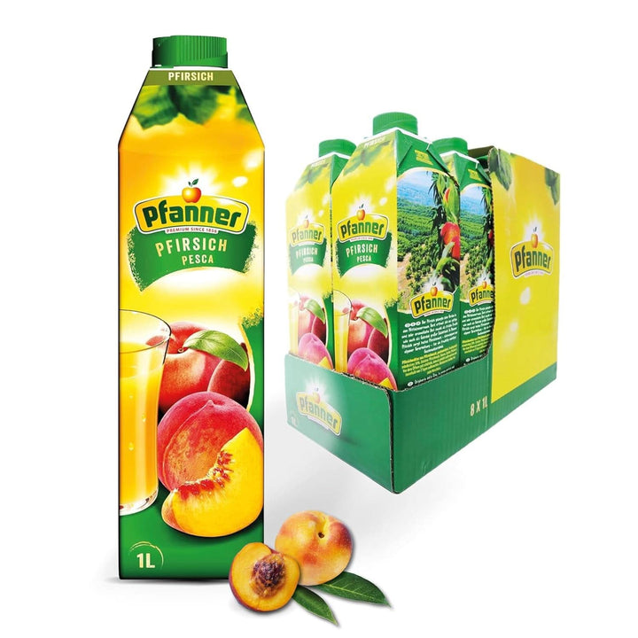 Pfanner Nectar de fructe cu căpșuni (8 X 1 litru) - 30 % conținut de fructe - băutură de căpșuni Naty Shop Piersica