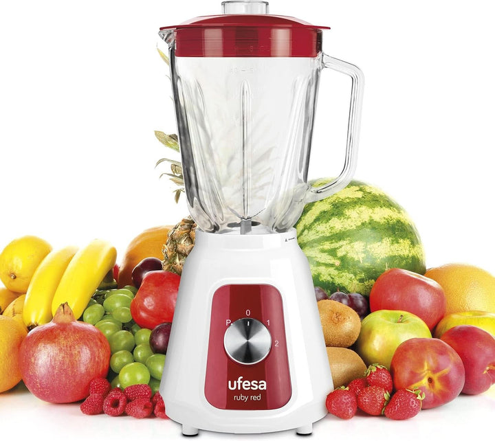 Ufesa White Gold Standmixer, 1500W Leistung, 1,5L Glaskrug, Geschwindigkeitsregler Mit Led-Licht, Ice Crusher, 6 Herausnehmbare Edelstahlklingen, 2 Geschwindigkeiten + TURBO Mama si Copilul Naty Shop 1500W 1,5L
