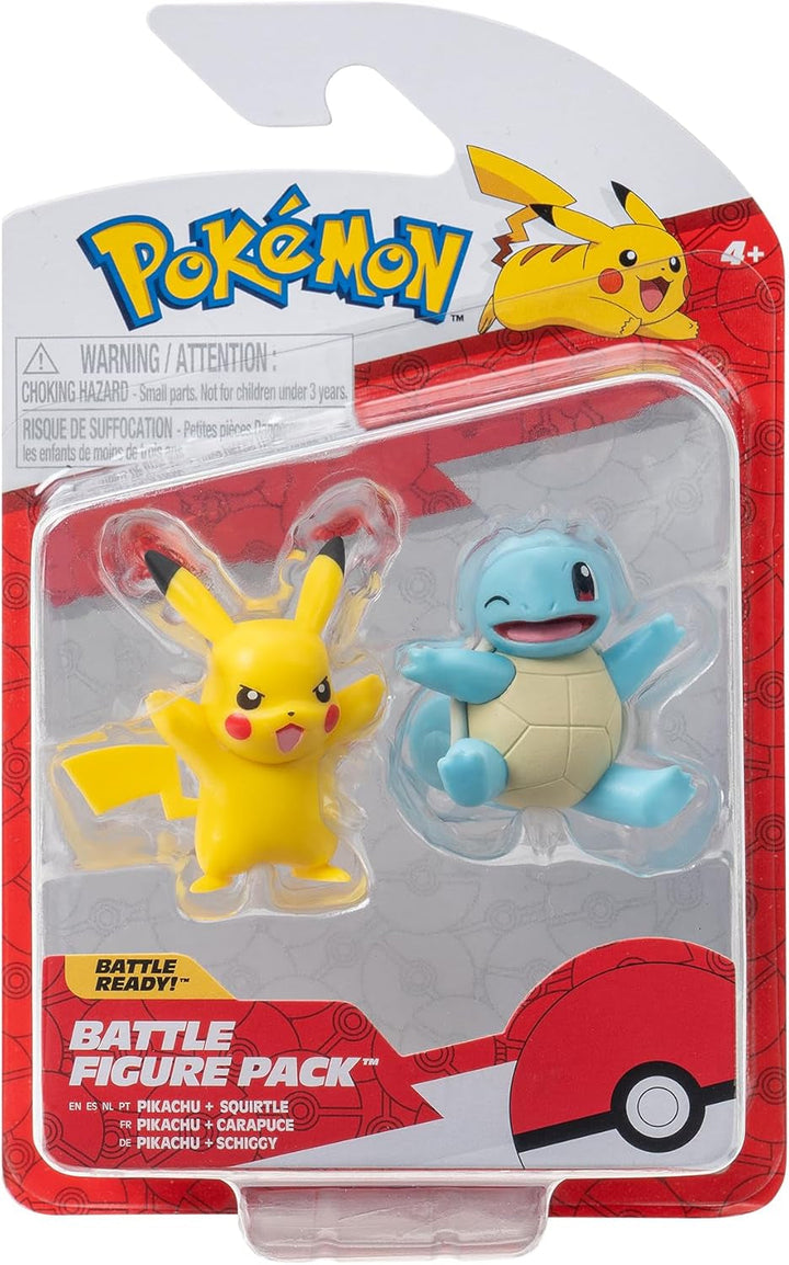 Pokémon PKW3586 - Battle Figure Pack - Pikachu și Schiggy, figuri oficiale detaliate, 5 cm fiecare Action figures Naty Shop