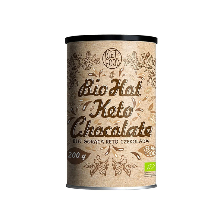 Ciocolată caldă pentru dieta Keto - bogată în grăsimi - moderată în proteine și scăzută în carbohidrați - îndulcită cu eritritol, 200 grame Cacao si Ciocolata Calda Naty Shop Bio Keto Hot Chocolate