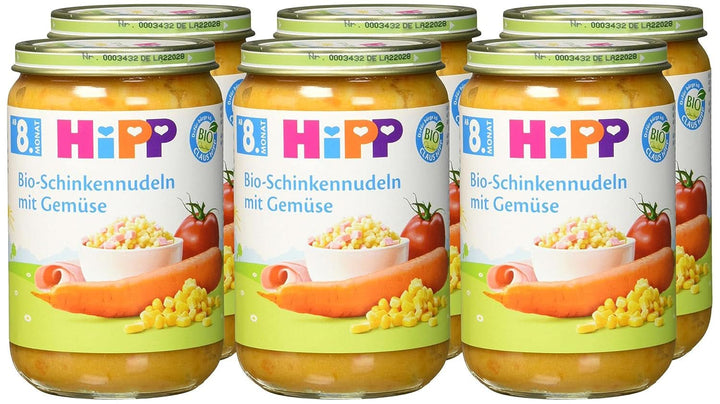 Tăiței Hipp bio cu șuncă și legume, pachet de 6 (6 X 220 grame) Mama si Copilul Naty Shop