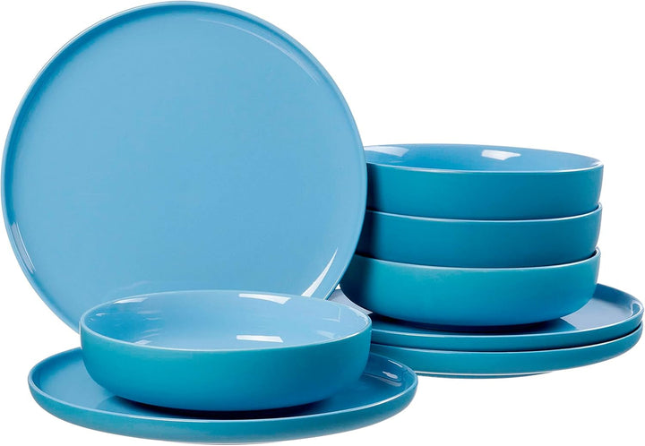 Ritzenhoff & Breker Tafelservice Jasper, 8-Teilig, Grau, Steinzeug, Speiseteller Und Suppenschalen Für 4 Personen Seturi vesela masa Naty Shop Ozeanblau