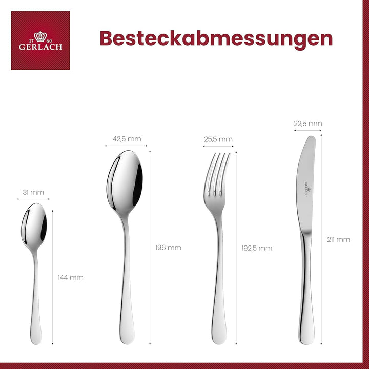 Gerlach Flow Besteck-Set 6 Personen Spülmaschinenfest Essbesteck Besteck Aus Edelstahl Messer Gabel Löffel Teelöffel Tafelbesteck Rostfrei 24 Stk, Silberglänzend Bucatarie Naty Shop