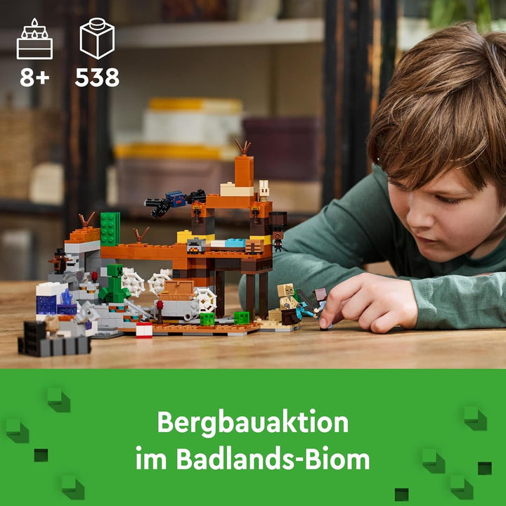 LEGO Minecraft Mina din Badlands, jucărie minieră pentru joc video, set pentru băieți și fete cu vârsta de peste 8 ani, cărămizi distractive de construcție, set de aventură, cadou de ziua de naștere 21263 Seturi de constructie Besuche den LEGO-Store