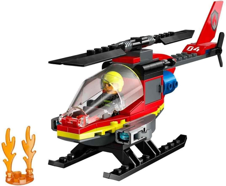 LEGO City Fire Brigade Helicopter, set cu jucărie elicopter și figurină pilot, elicopter de pompieri pentru o experiență de joc imaginativă, cadou pentru copii, băieți și fete de la 5 ani 60411 Seturi de constructie Besuche den LEGO-Store