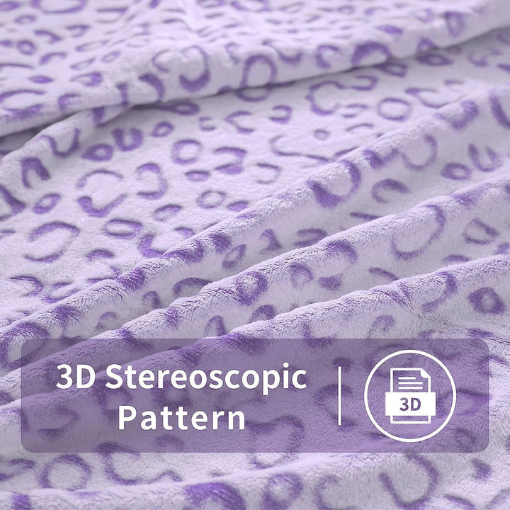 FY FIBER HOUSE flanel fleece throw, pătură din microfibră cu imprimare 3D ghepard, 228 X 274 cm, violet Plapumi si pilote Naty Shop