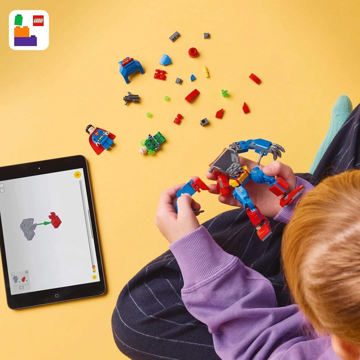 LEGO DC Superman Mech Vs. Lex Luthor - Jucărie de supererou cu 2 minifigurine - Figurină de acțiune construibilă cu brațe, picioare și degete mobile - Cadou pentru băieți și fete cu vârsta peste 6 ani 76302 Seturi de constructie Besuche den LEGO-Store