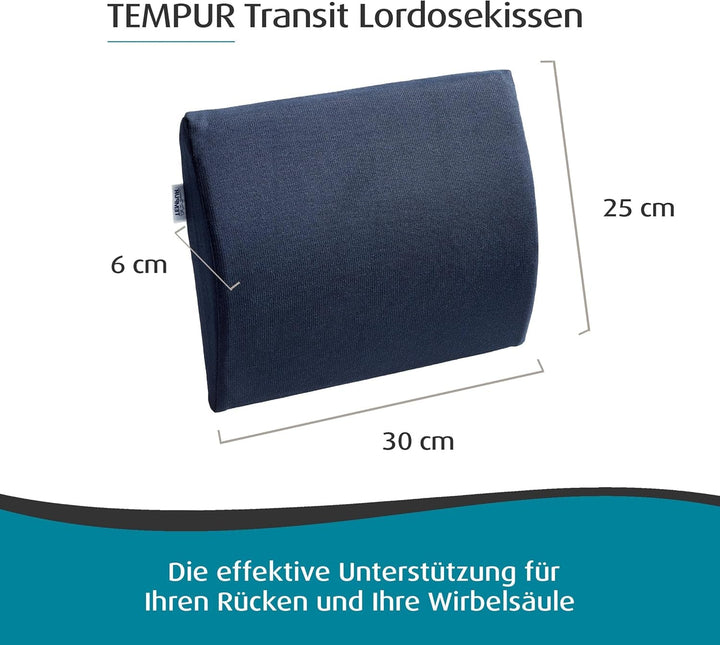 Pernă lombară TEMPUR Transit spumă cu memorie, pernă lombară ergonomică pentru călătorii și acasă, 30 X 25 cm, albastru Perne lombare Naty Shop