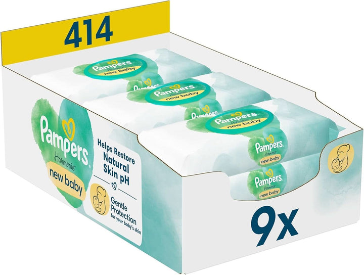 Pampers Harmonie Protect & Care Feuchttücher 9 Packungen Mit Jeweils 44 Feuchttüchern = 396 Feuchttücher, Helfen, Den Natürlichen Ph-Wert Der Haut Wiederherzustellen, Mit Einem Tropfen Calendula Naty Shop 414 Stück (1Er Pack) Mit Aloe