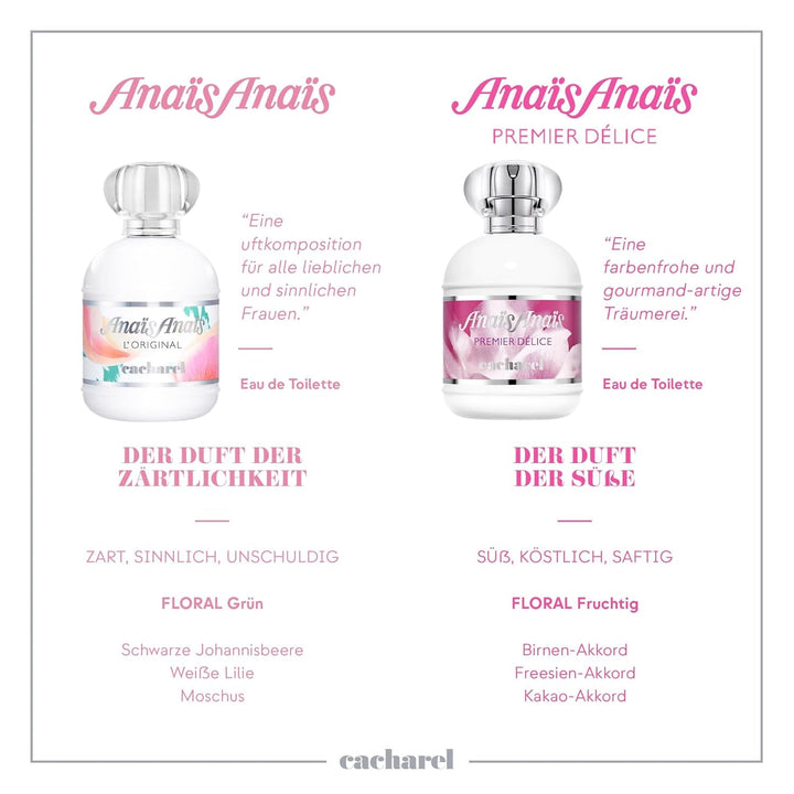 Apă de toaletă Cacharel Anaïs Anaïs pentru femei, parfum floral de lungă durată, parfum romantic pentru femei, 50 ml