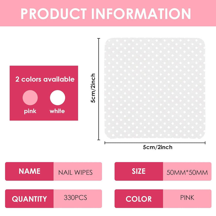 330 Stück Fusselfrei Nägel Wattepads, Fusselfreie Nageltücher, Nagel Wischtücher Wattepads, Nagellack Entfernen Für Cleaner Gelnägel Nail Wipes Pads (Weiß)