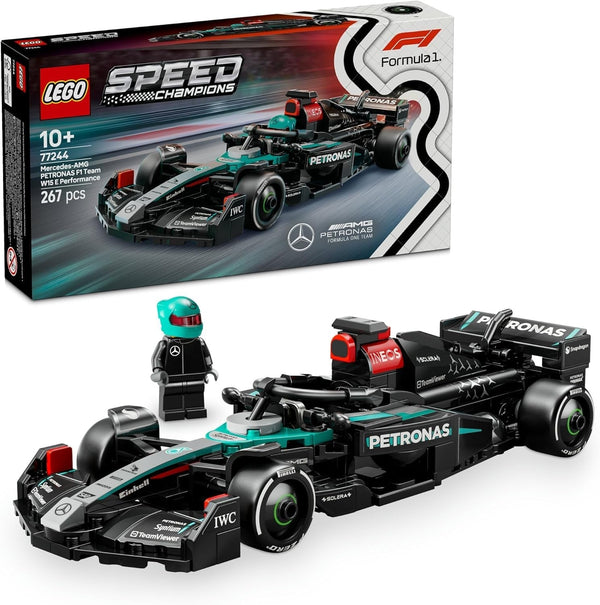 LEGO Speed Champions Mercedes-Amg F1 W15 Race Car - Jucărie cu minifigurină Formula 1 - Model de mașină de colecționat și construit - Cadou pentru băieți și fete 10+ sau fani adulți 77244 Seturi de constructie Besuche den LEGO-Store Mercedes-Amg F1 W15 Mașină de curse 77244