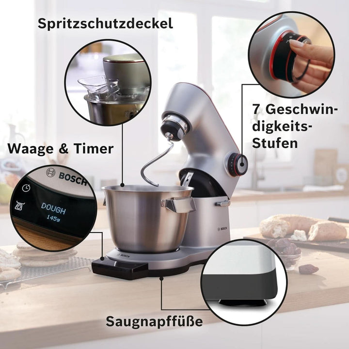 Robot de bucătărie Bosch Seria 8 MUM9AX5S00, bol din oțel inoxidabil 5,5 L, 1600W Mama si Copilul Naty Shop