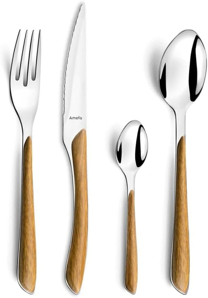 Amefa ECLAT set de tacâmuri NATURE, 24 de piese, 6 persoane Bucatarie Naty Shop Aspect de lemn Maro 16 piese
