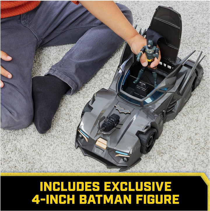 DC Comics Batman Batmobil offroad cu catapultă cu cârlig de prindere și celulă cu grilă în spate, inclusiv figurină Batman de 10 cm, pentru fanii supereroilor cu vârsta de 4 ani și peste Action figures Naty Shop