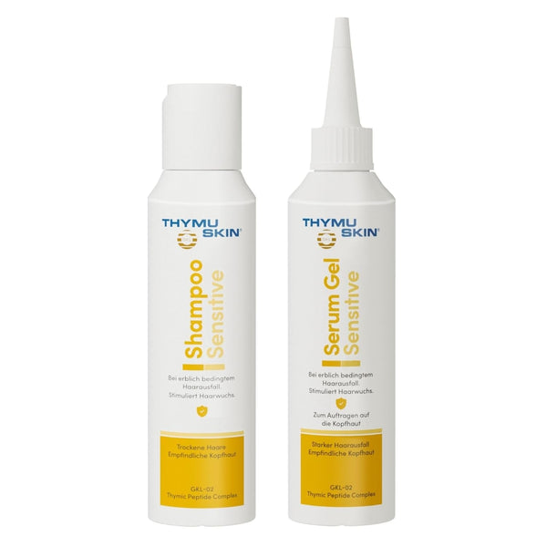 THYMUSKIN Sensitive Set, stimulează creșterea părului, set 100 ml șampon + 100 ml ser gel Ingrijire par THYMUSKIN 200 ml Fara parfum