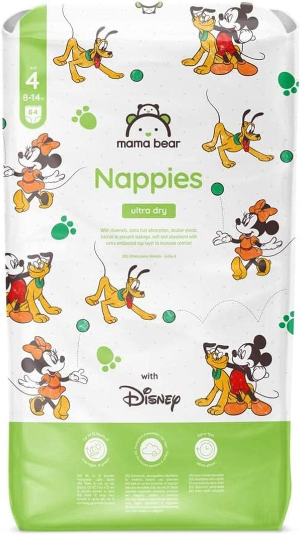 Scutece Mama Bear Disney Ultra Dry mărimea 4 (8-14 kg), alb, 84 bucăți (1 pachet) Naty Shop Mărimea 4 (8-14 kg) Pachet individual