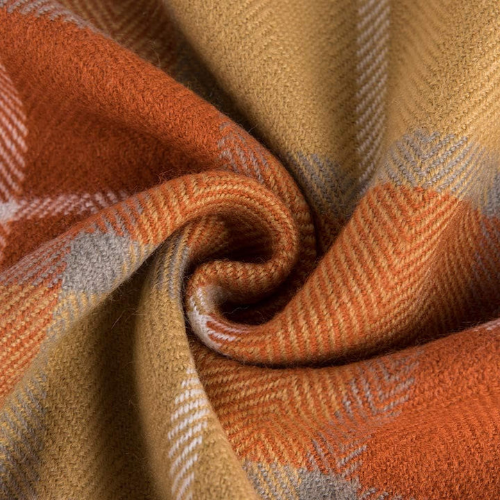 G Lake Orange Plaid Blanket Throw Acrylic Soft Reversible Coloured Fringed Bedspread Gift For Christmas Decorations 127 Cm W X 170.2 Cm L-Pumpkin Orange Paturi si Cuverturi G Lake