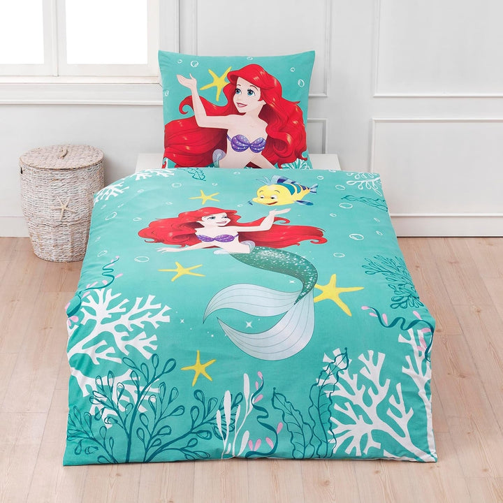 Arielle Meerjungfrau Bettwäsche Bettbezug 135X200 80X80 Baumwolle · Kinderbettwäsche Für Mädchen Disney Prinzessin Mermaid · 2 Teilig Naty Shop